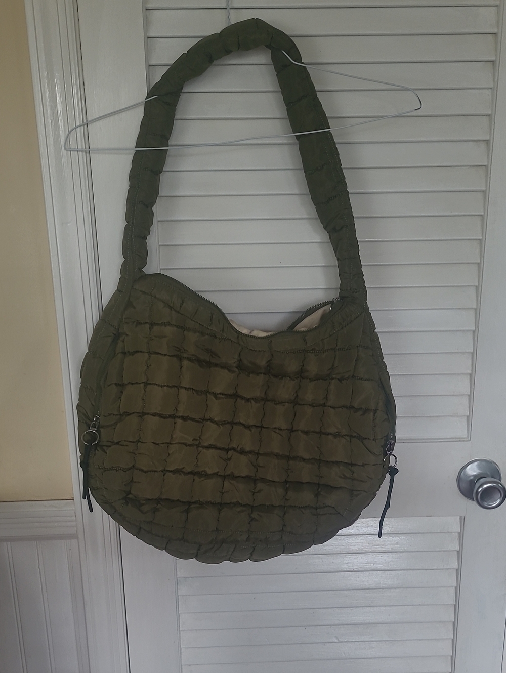 Olive Green Quilted Shoulder Bag - Free People Dupe